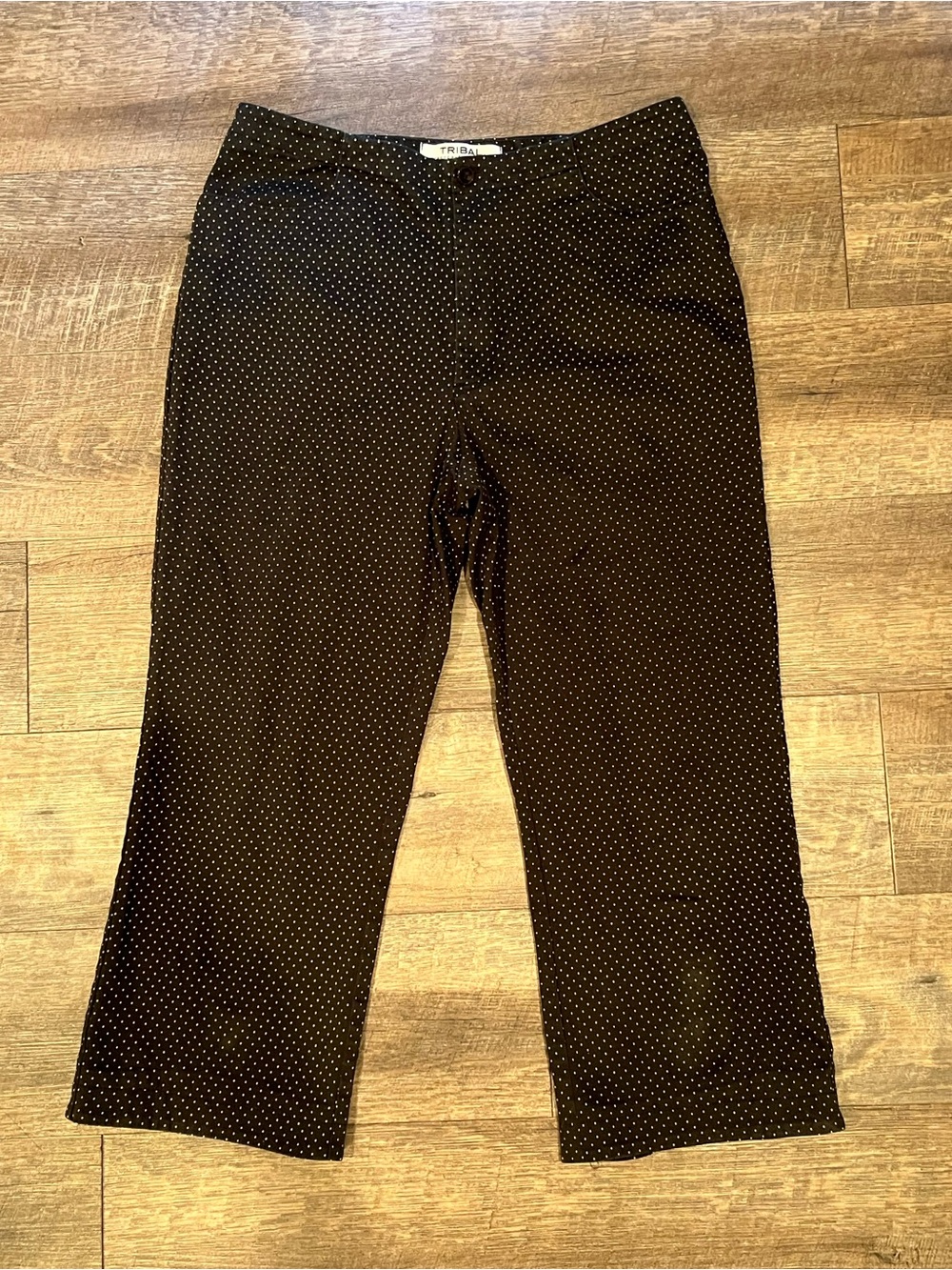 Vintage Black and White Tribal Stretch Polkadot Capris